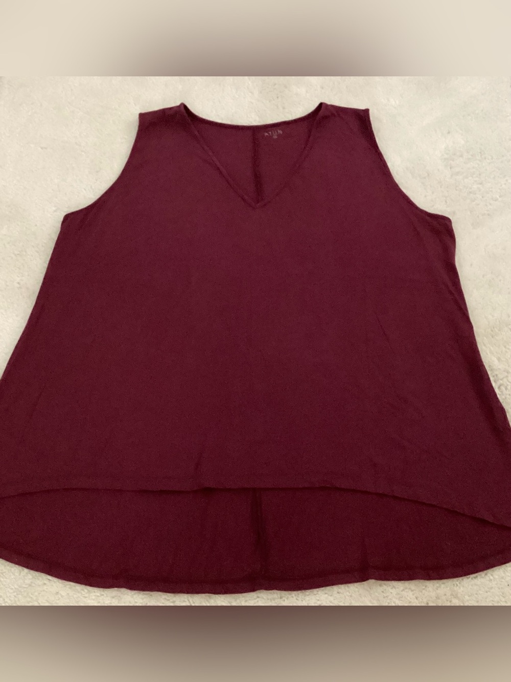 Plus Size Top Ladies Sleeveless V-Neck Top Cranberry/Burgundy 3X by A.T.U.N.